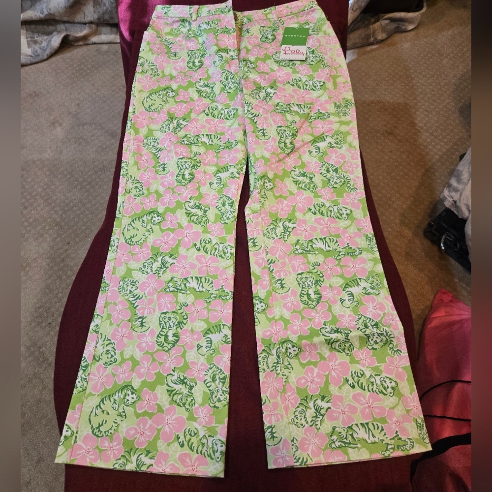 Lilly Pulitzer Pink and Green Floral Pants